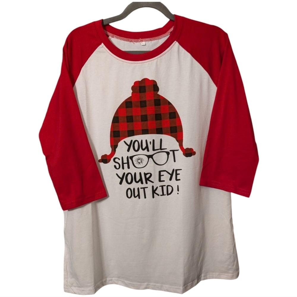 You'll Shoot Your Eye Out Kid Unbranded Large Raglan NWOT